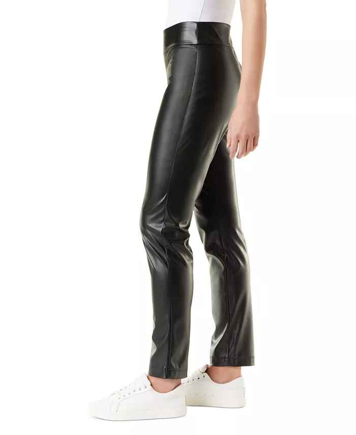 Women's High Rise Straight Leg Faux Leather Pants