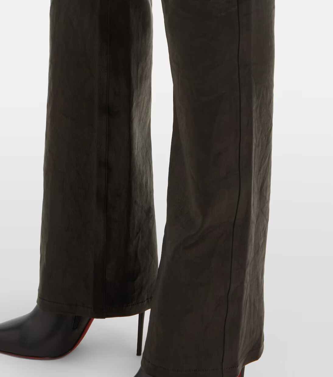 Women's High Straight Long leather Pants