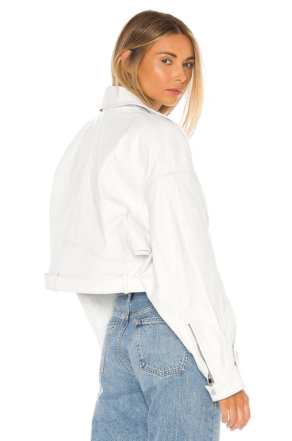 Women's Imported Leather Biker Jacket - Brown