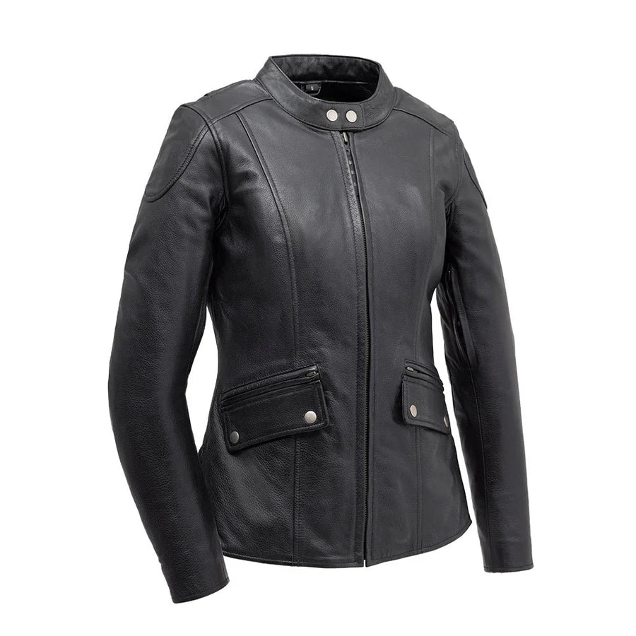 Jewel Motorrad-Lederjacke für Damen