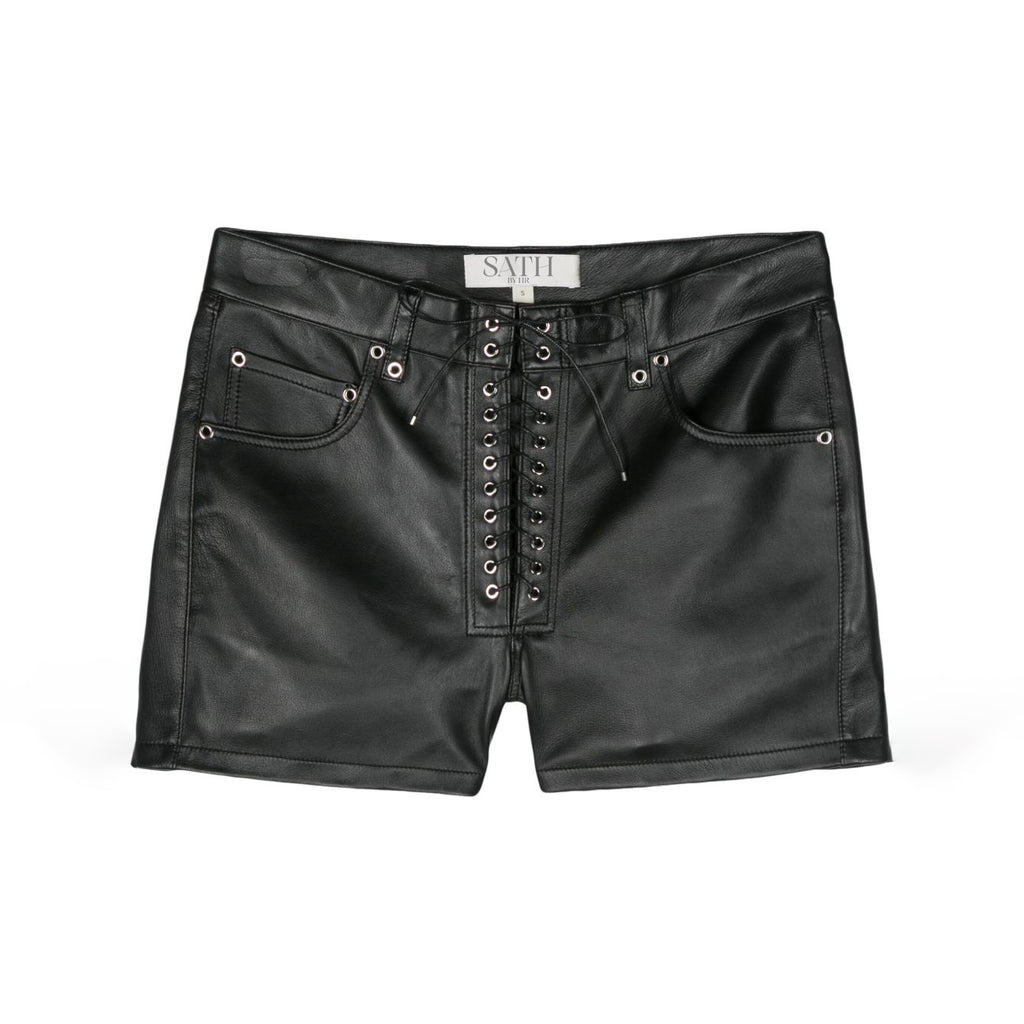 Women's Lace-up Leather Shorts