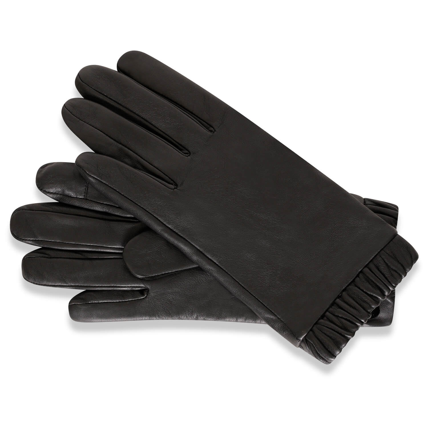 Women’s Leather Gloves with Elasticated Cuff