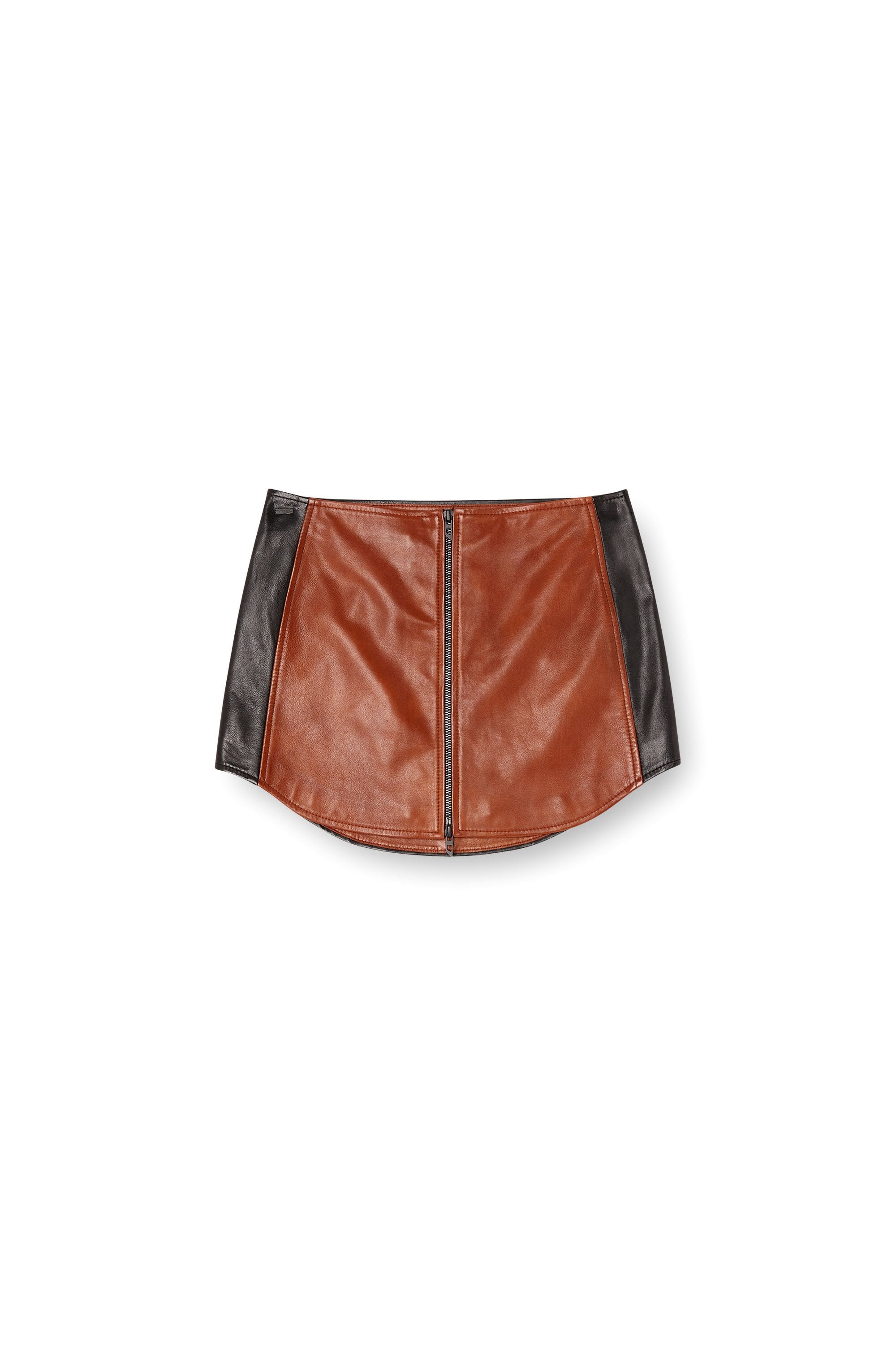 Women's Leather Mini Skirt in Color Black & Brown