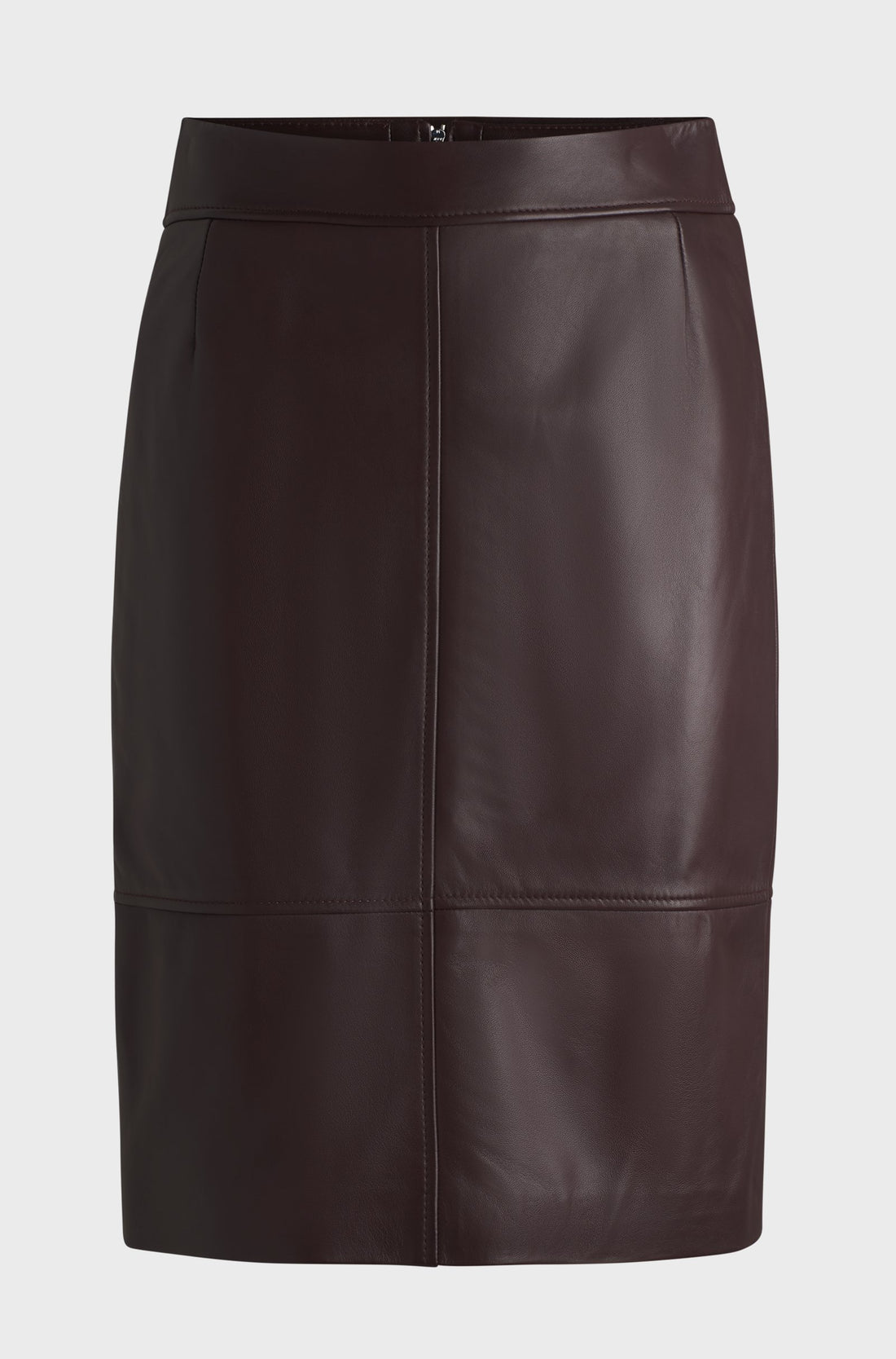 Women's Leather Pencil Skirt with Paneled Details