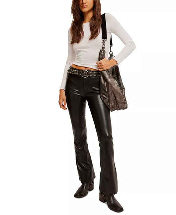 Women's Level Up High Rise Faux Leather Flare Pants