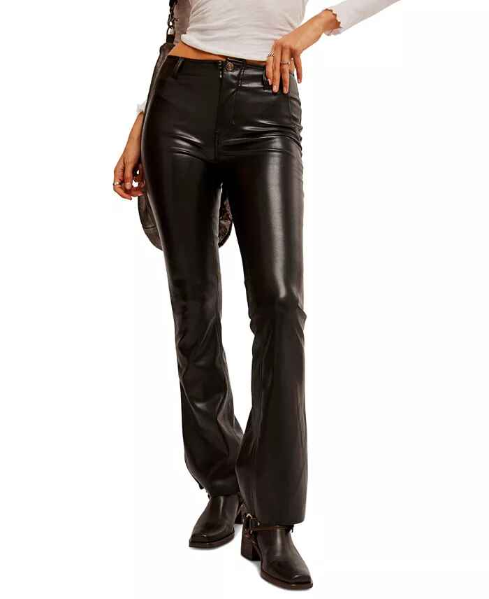 Women's Level Up High Rise Faux Leather Flare Pants