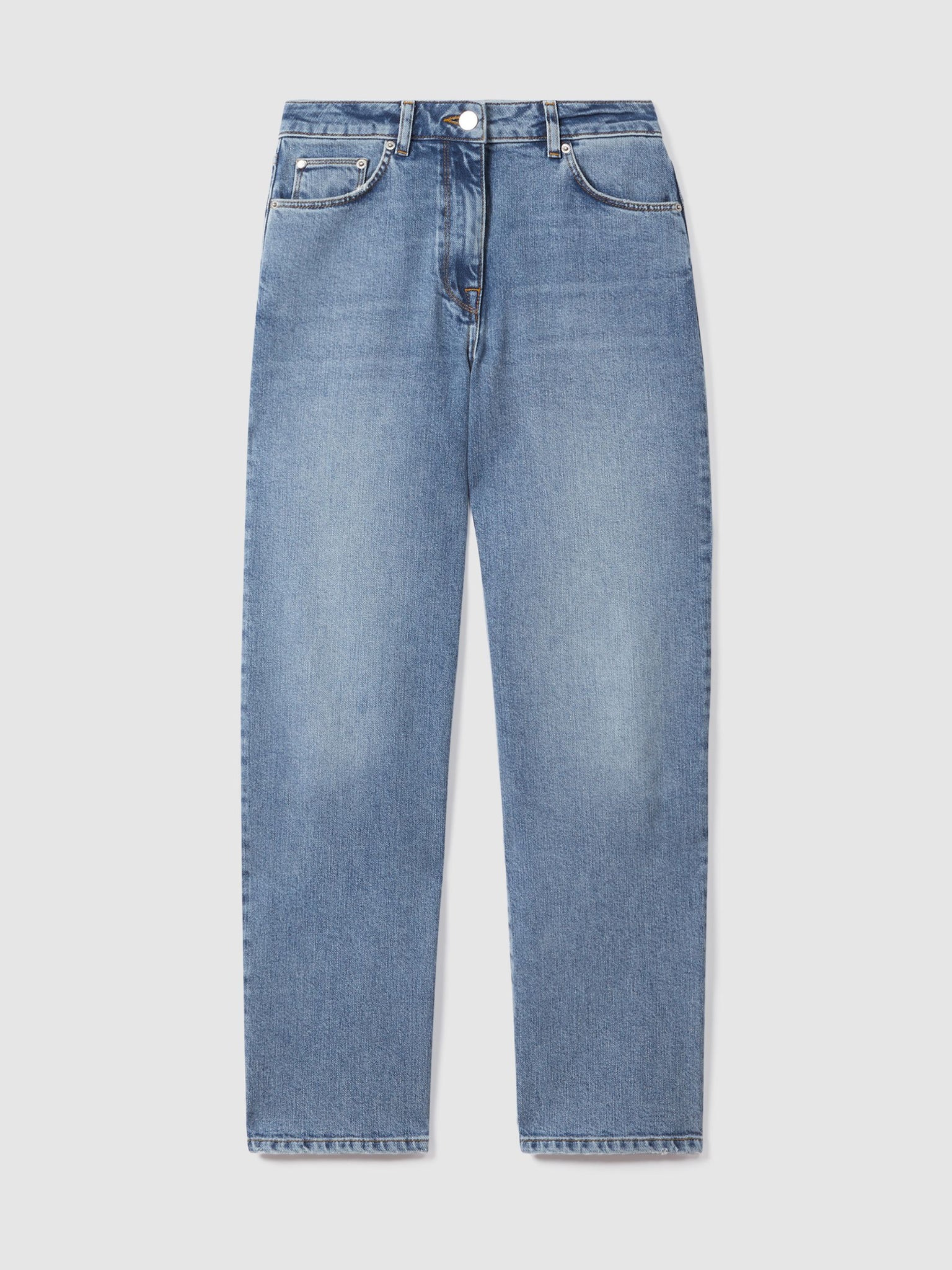 Women's Light Blue Mid Rise Straight Leg Pant