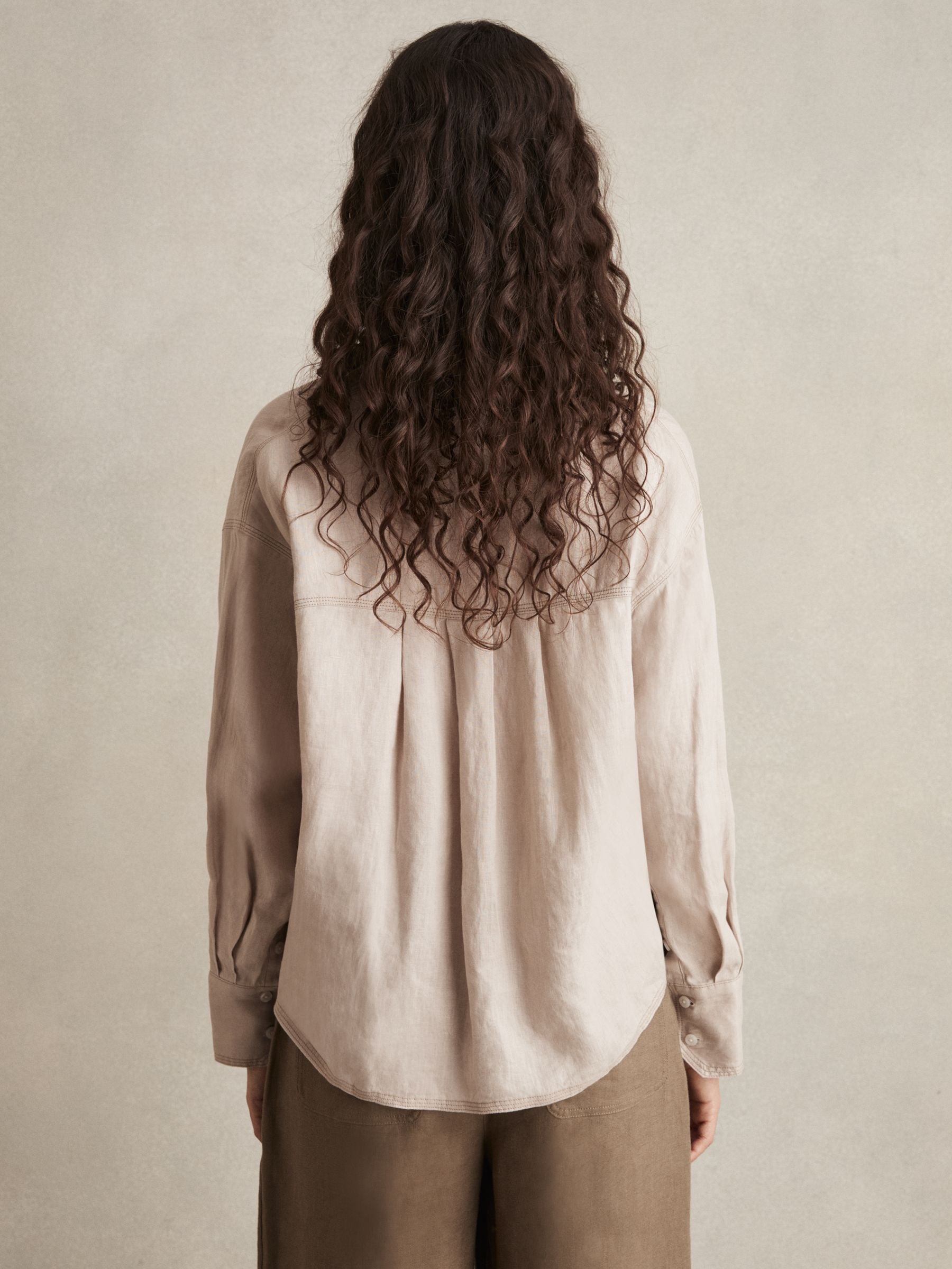 Women's Linen Drop Shoulder Shirt in Sage