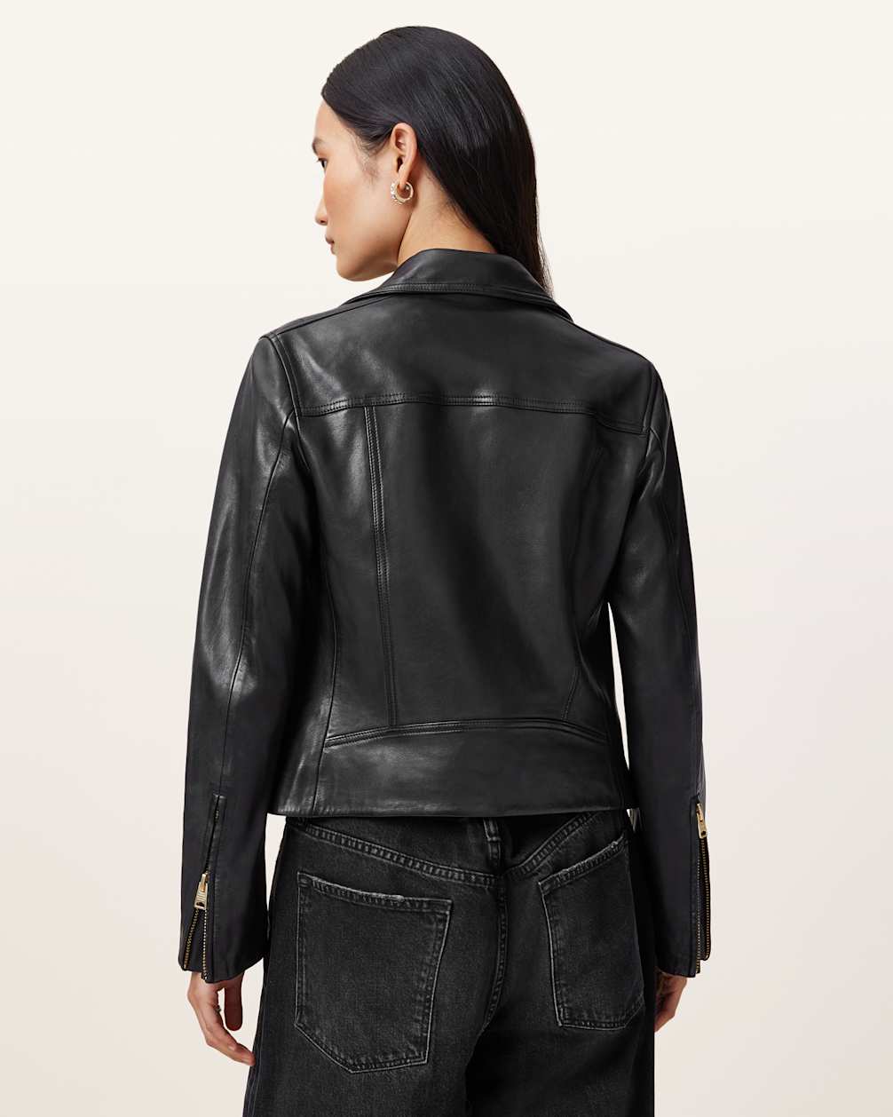 Women's Long Sleeve Slim Fit Leather Biker Jacket