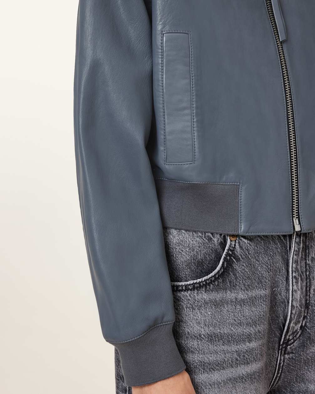 Women's Long Sleeves Bomber Leather Jacket