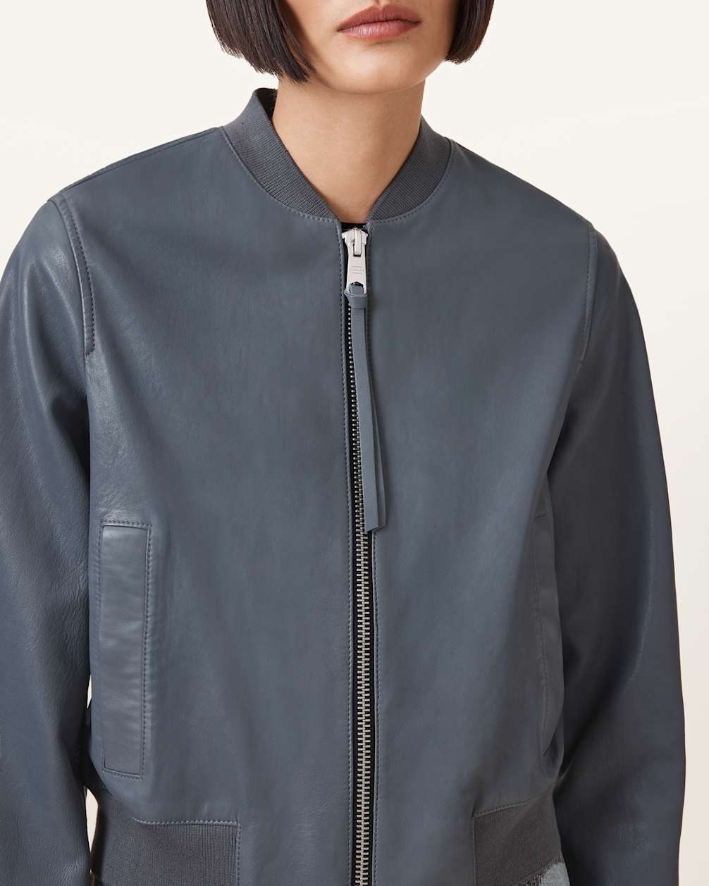 Women's Long Sleeves Bomber Leather Jacket