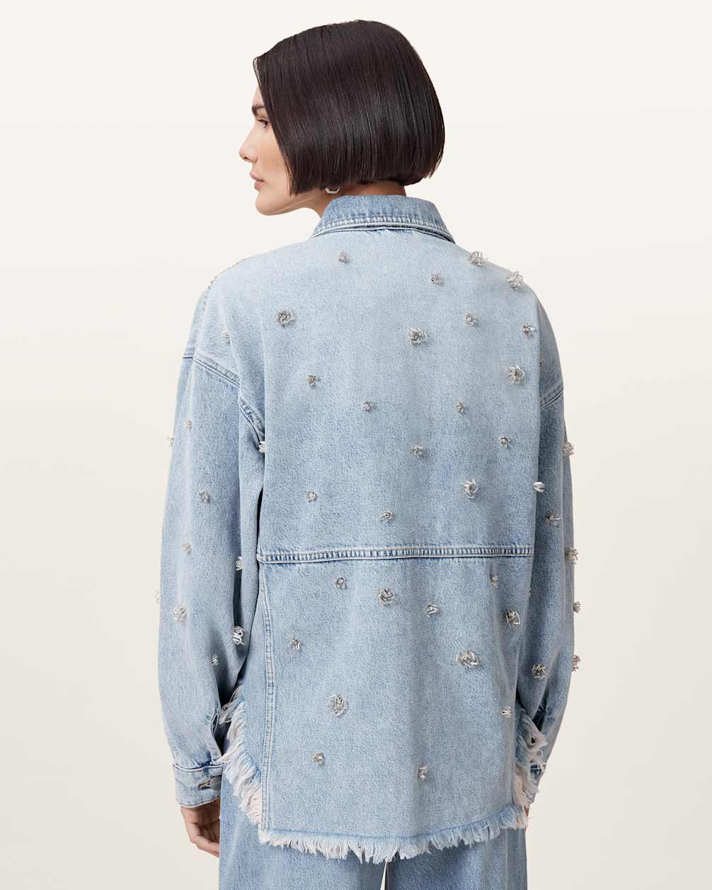 Women's Long Sleeves Embellished Denim Shirt