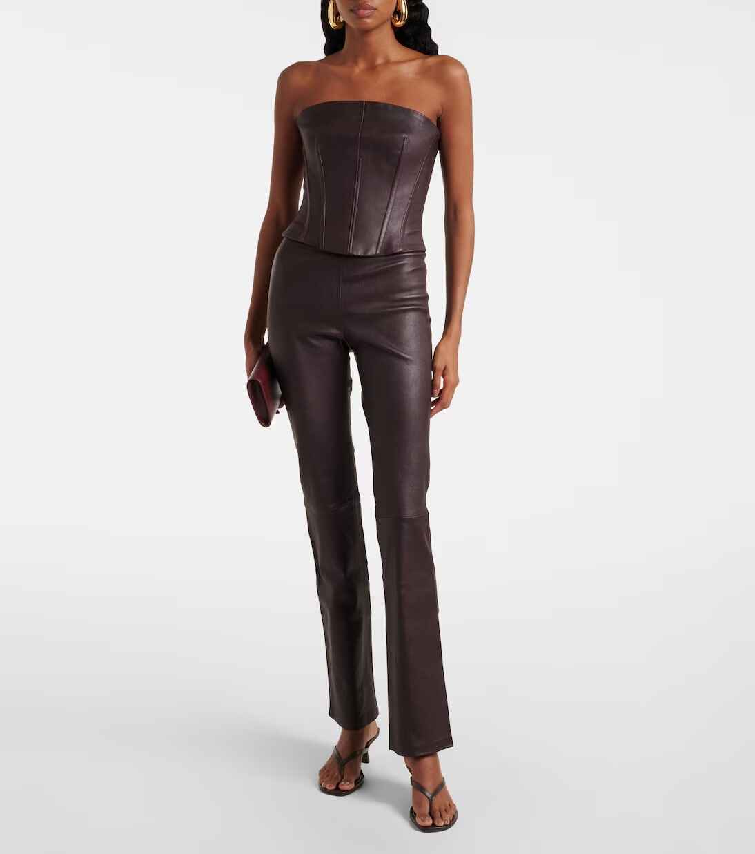 Women's Long flared leather Pants