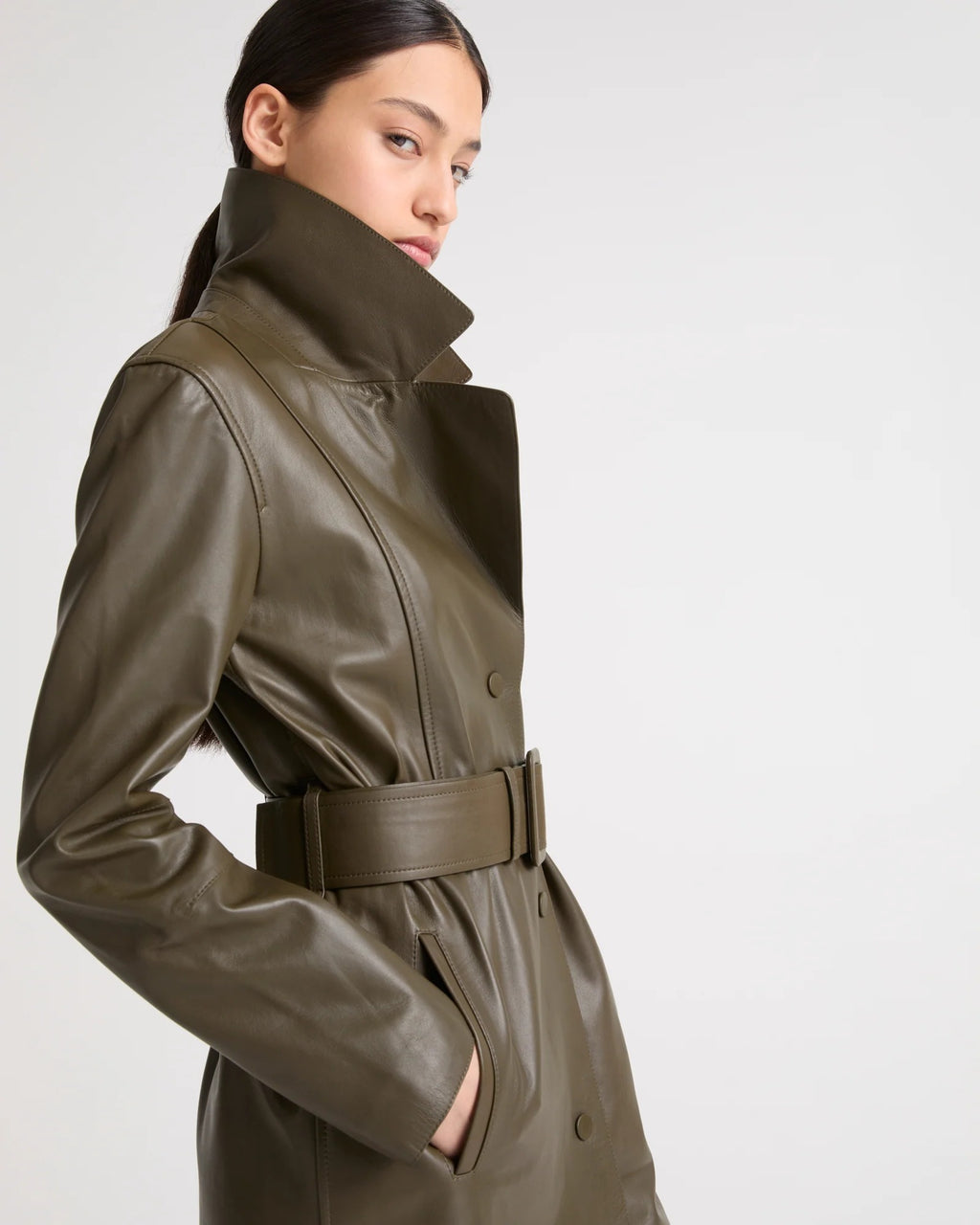 Women's Long lamb leather trench coat