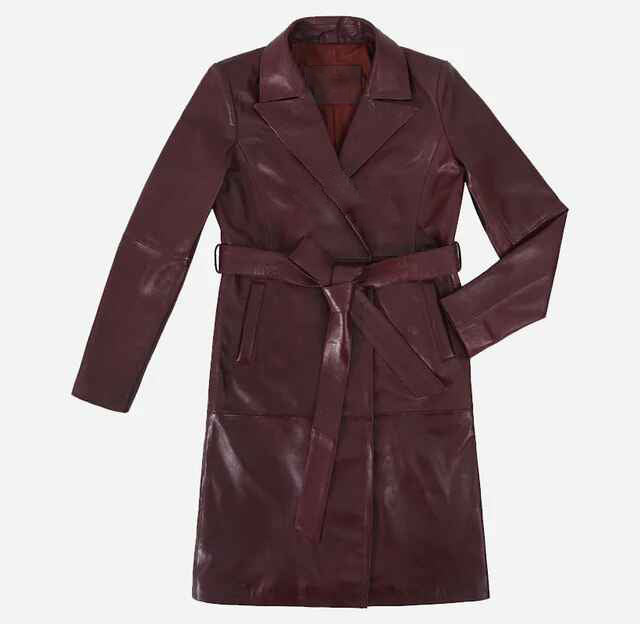 Women's MISTRIELLE Tie Belt Leather Trench Coat