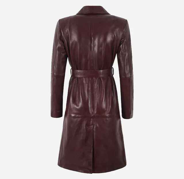 Women's MISTRIELLE Tie Belt Leather Trench Coat