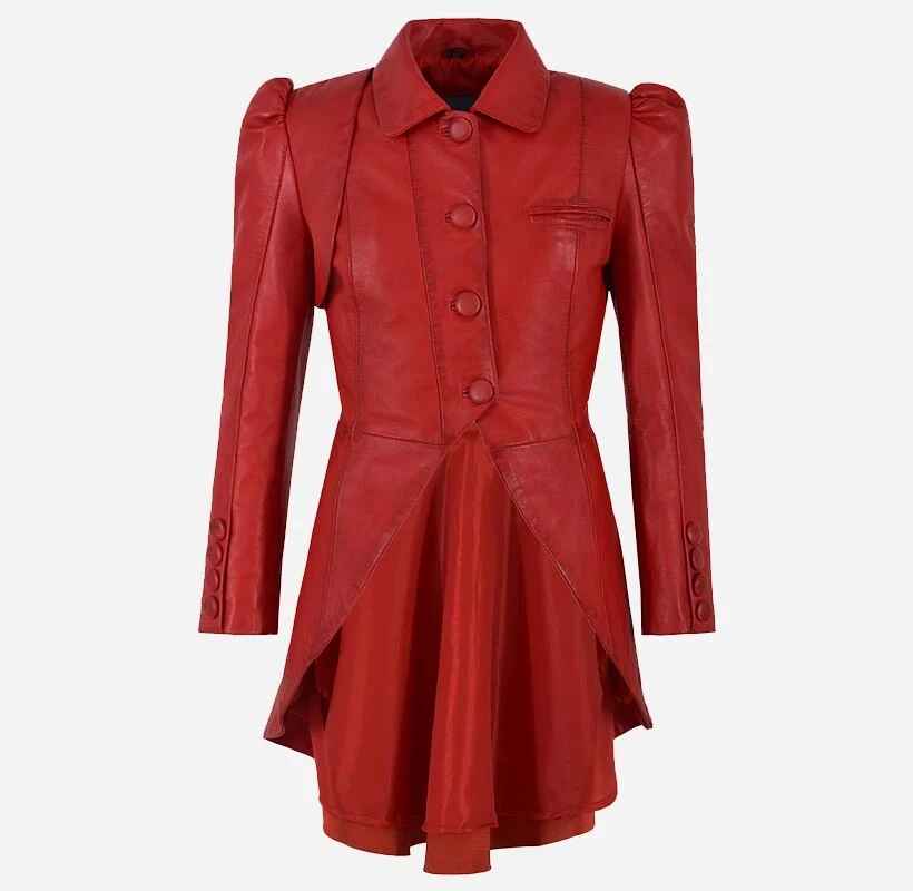 Women's MYSTIC Gothic Dovetail Leather Short Trench Coat