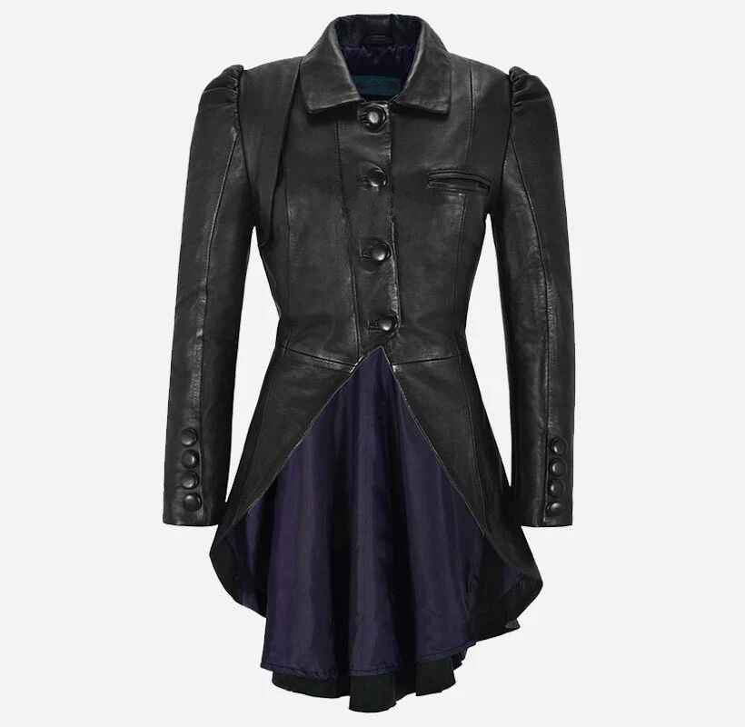 Women's MYSTIC Gothic Dovetail Leather Short Trench Coat