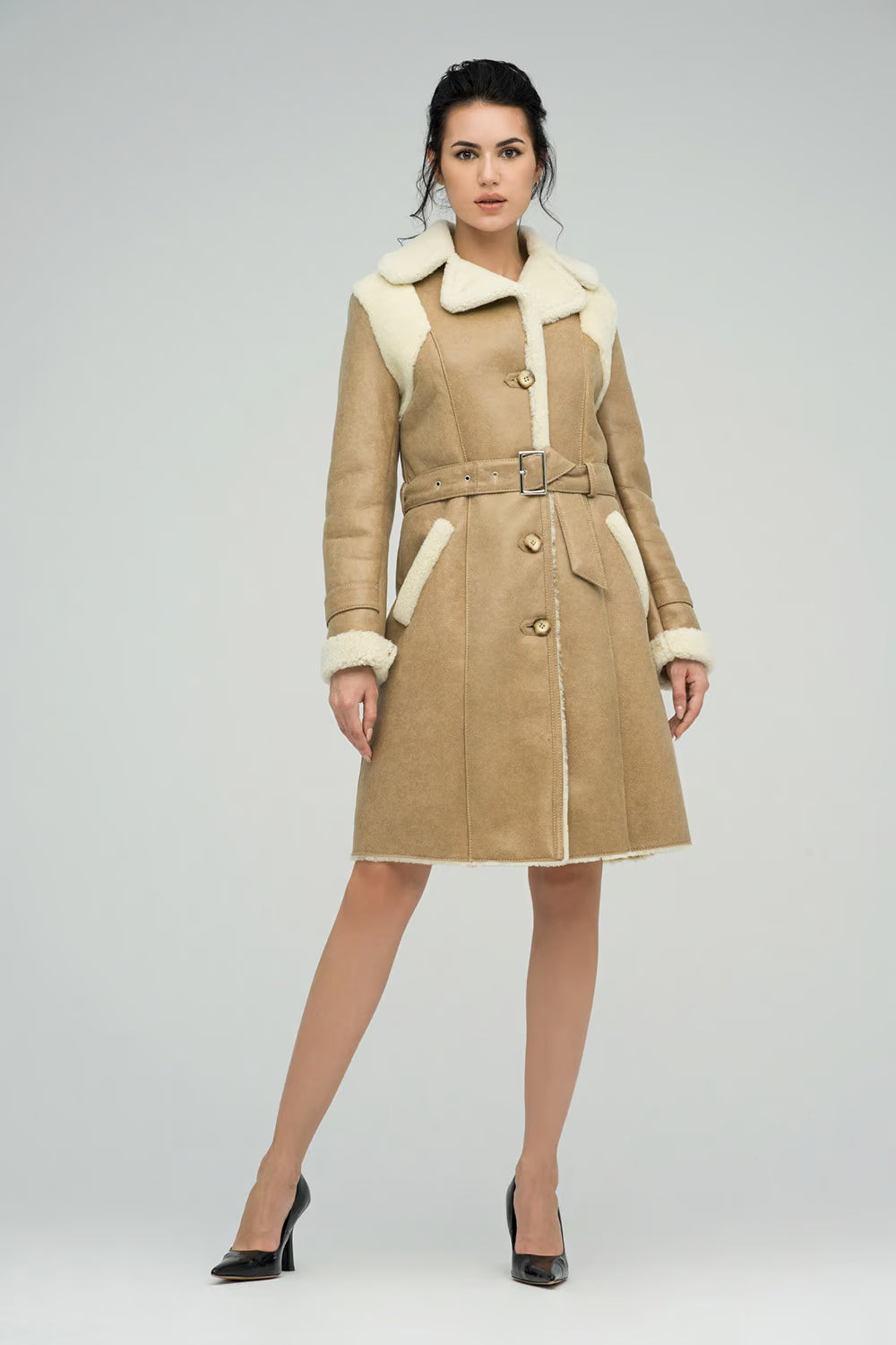 Women's Merino Fox Fur & Shearling Leather Coat