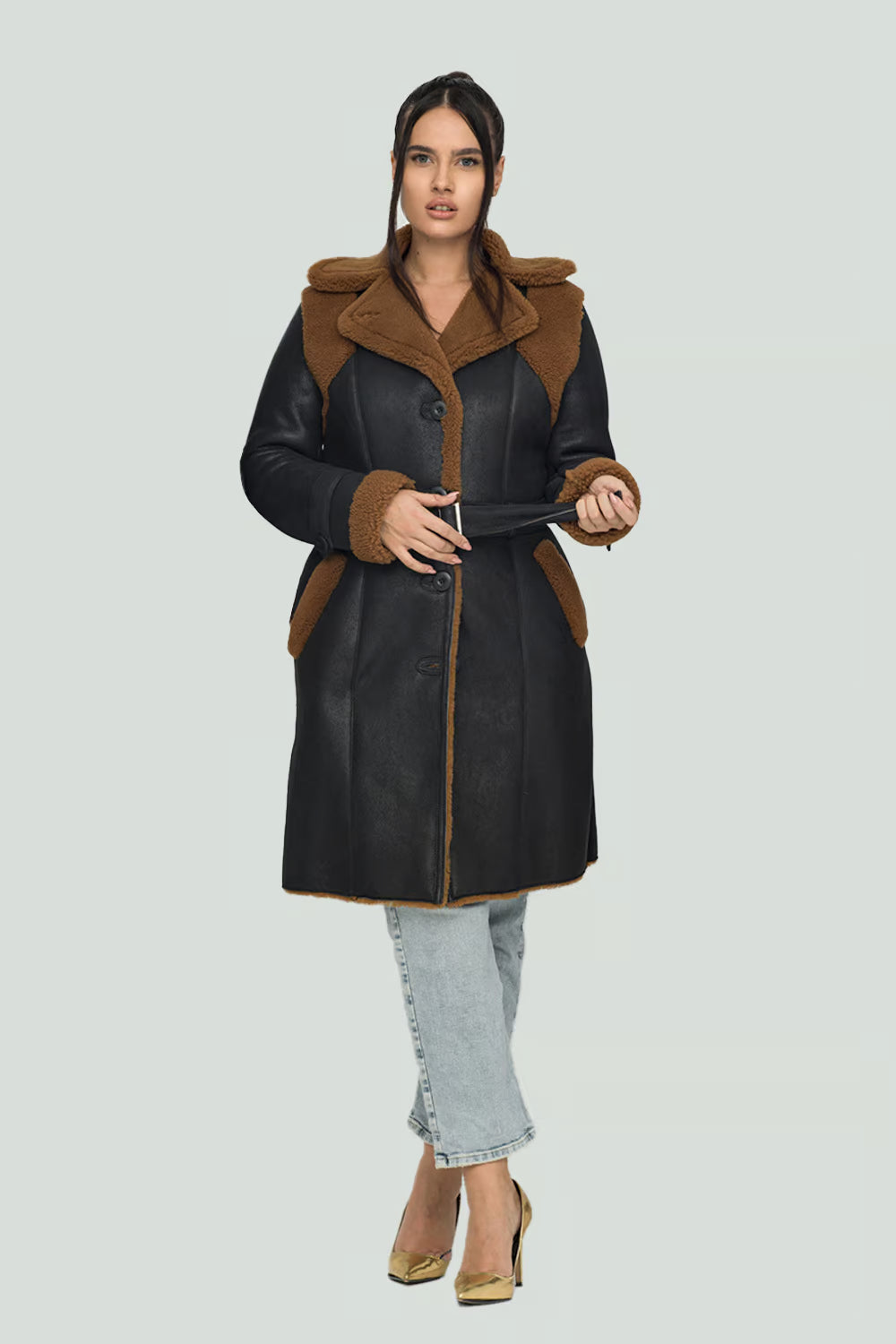 Women's Merino Fox Fur & Shearling Leather Coat