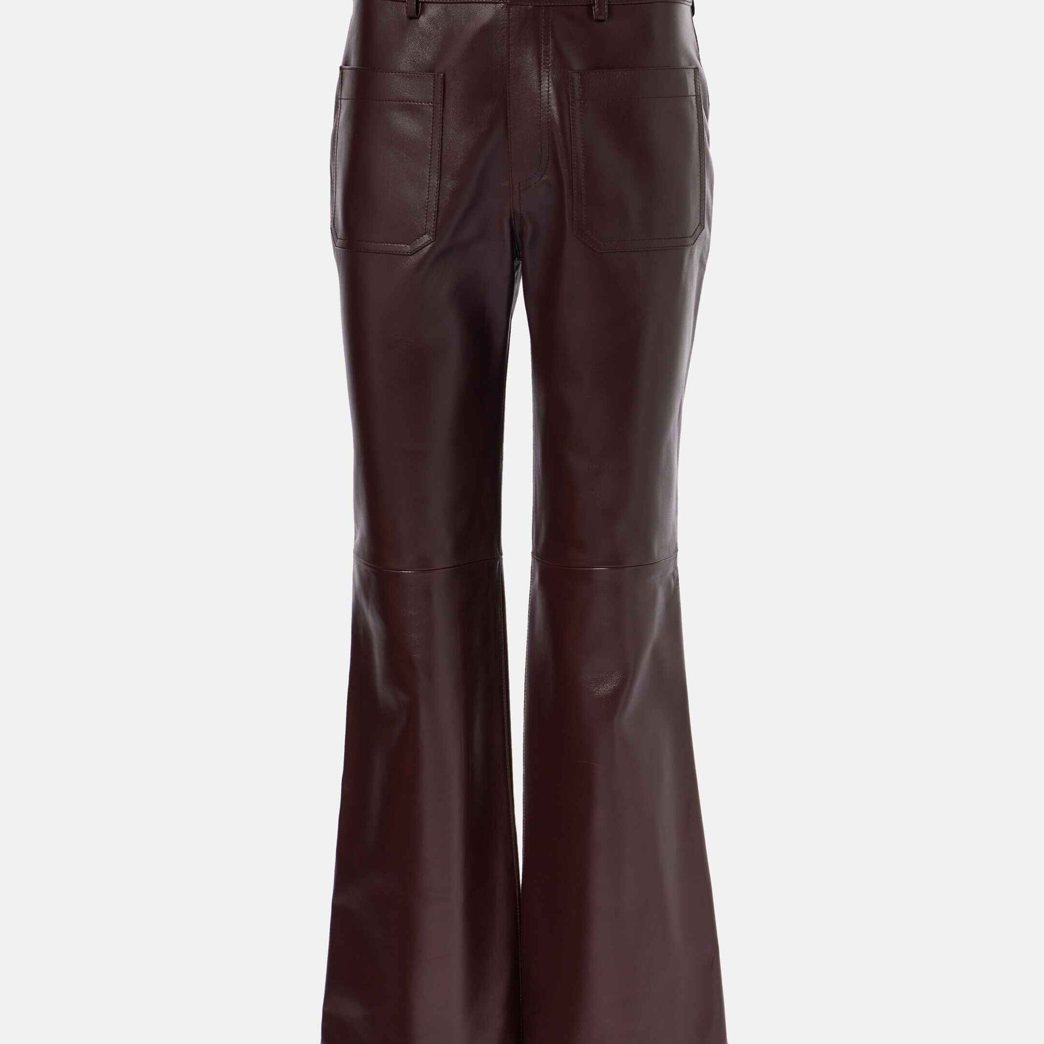 Women's Mid Rise Flared Leather Pants