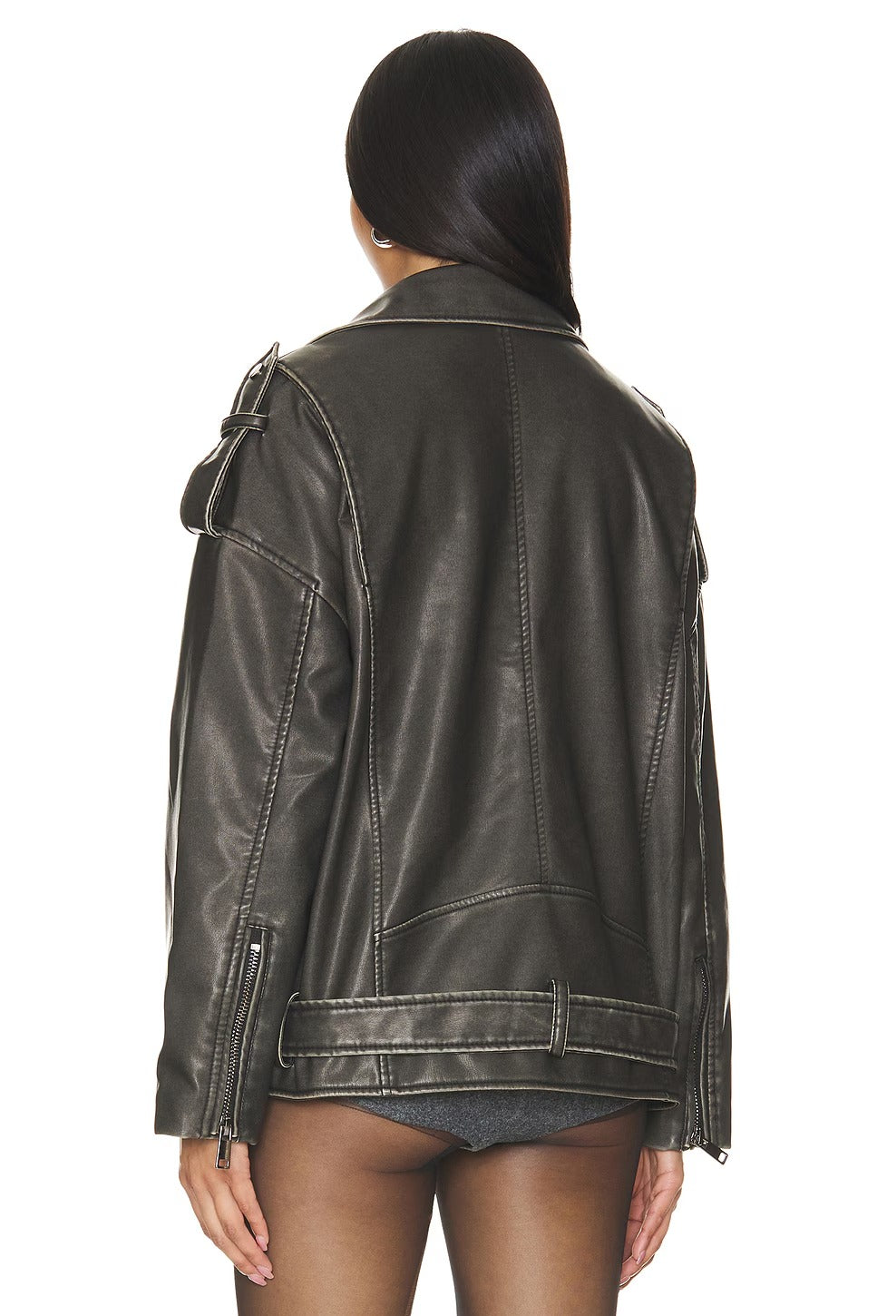 Women's Midweight Faux Leather Biker Jacket