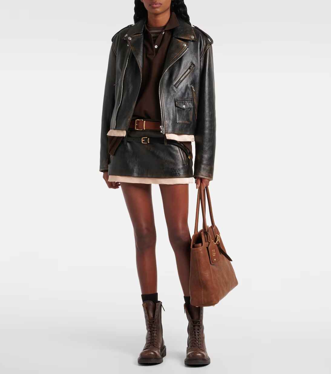 Women's  Miu Miu Leather Skirt Mini