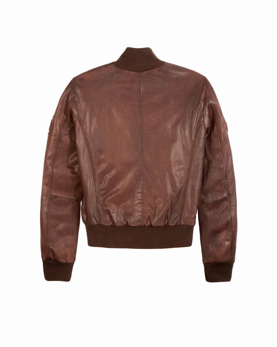 Women's OFFICIAL MISS TOP GUN Aviator Bomber Leather Jacket