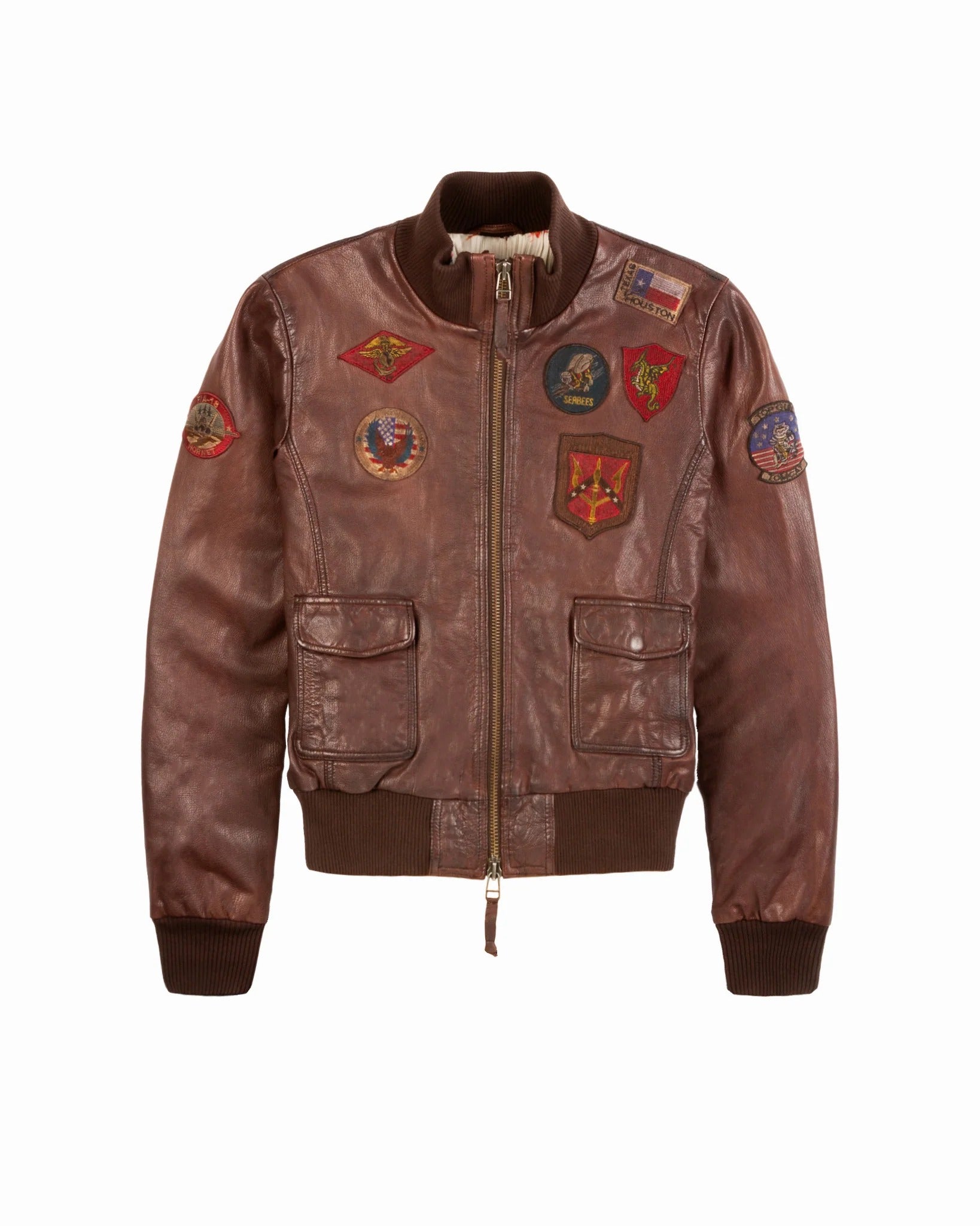 Women's OFFICIAL MISS TOP GUN Aviator Bomber Leather Jacket