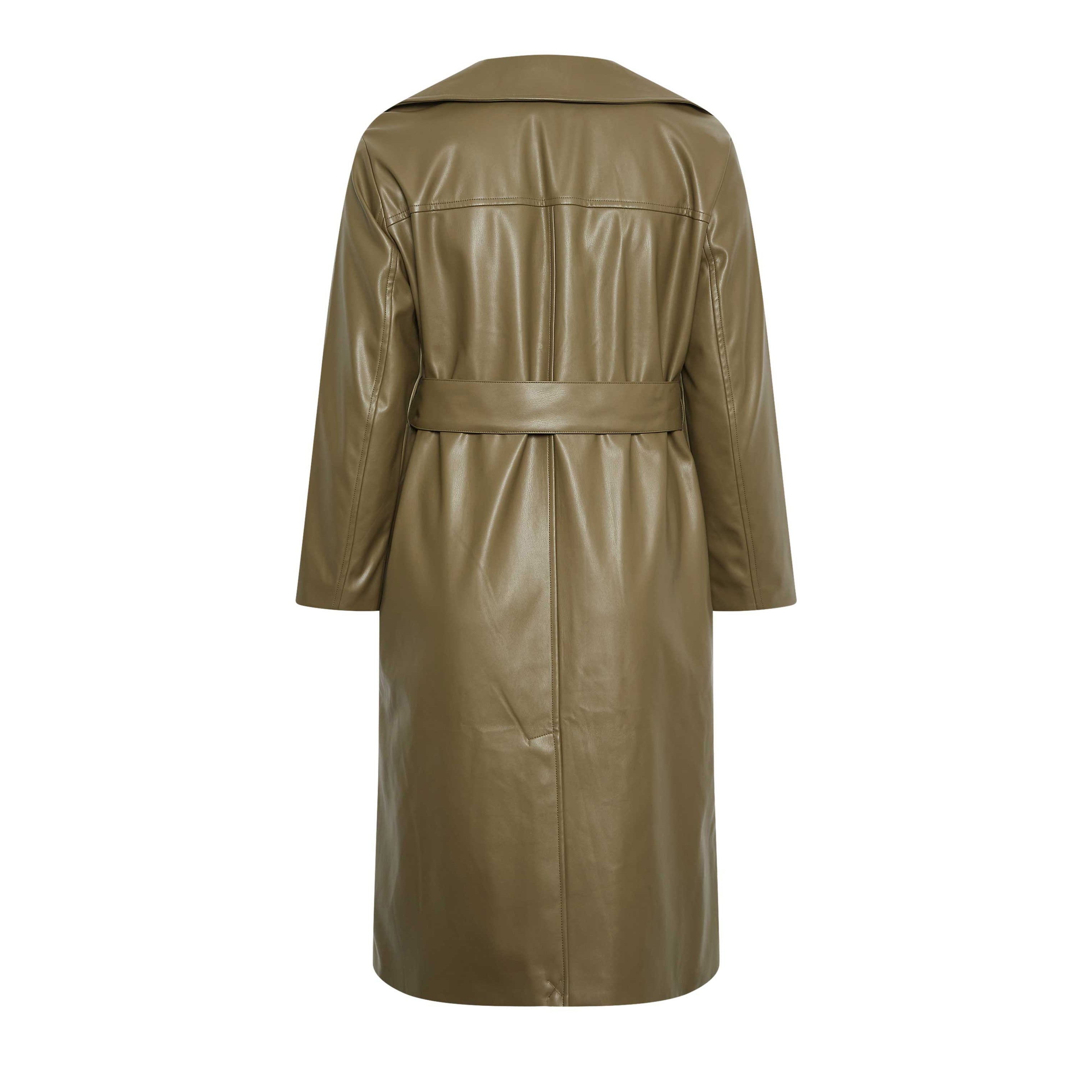 Women's Olive Green Leather Trench Coat