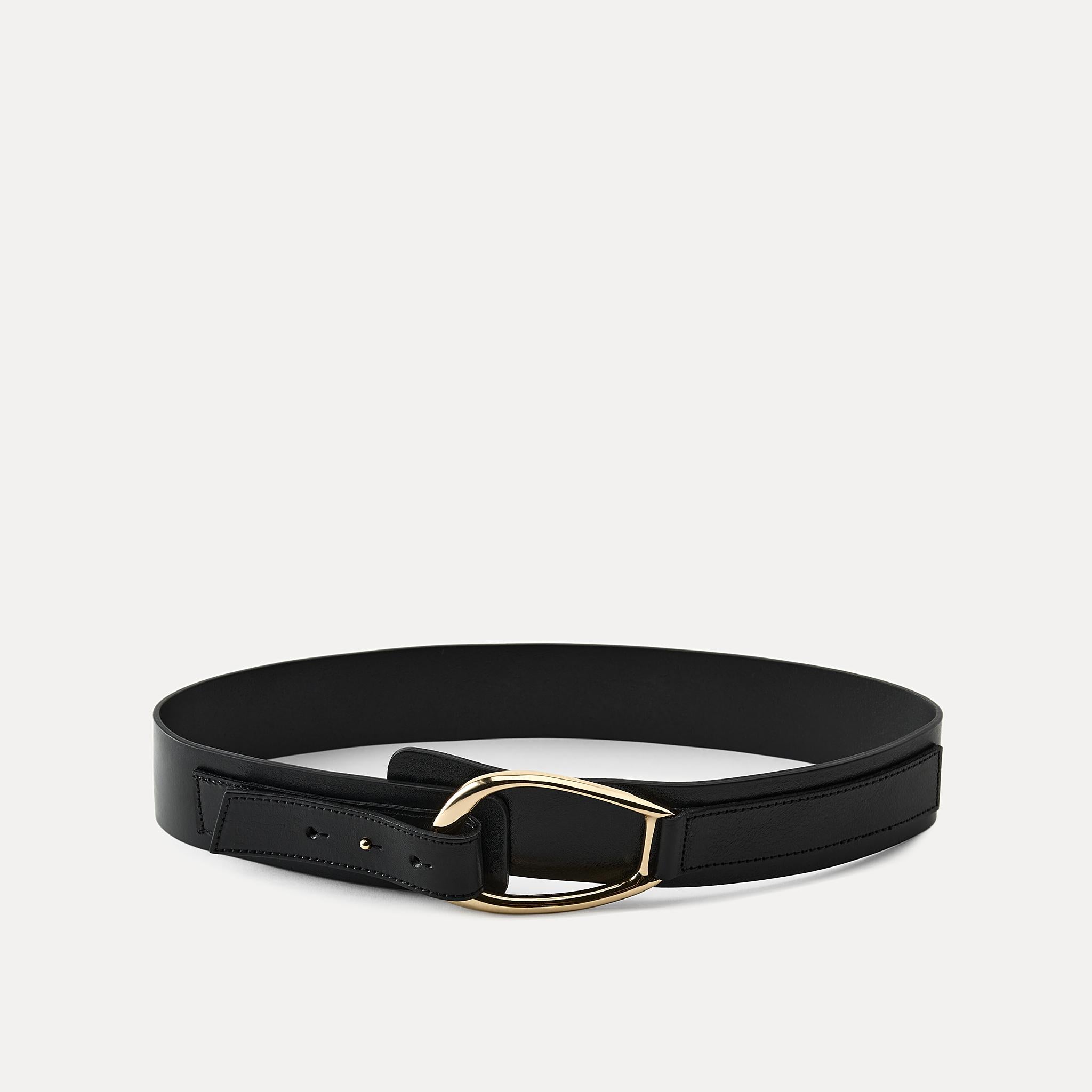 Women's Oval Metal Buckle Leather Belt