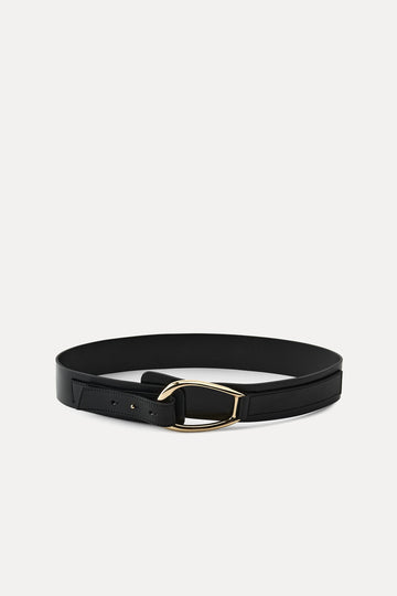 Women's Oval Metal Buckle Leather Belt