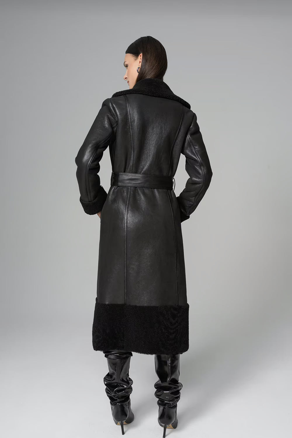 Women's Overcoat Fox Fur & Shearling Leather Coat