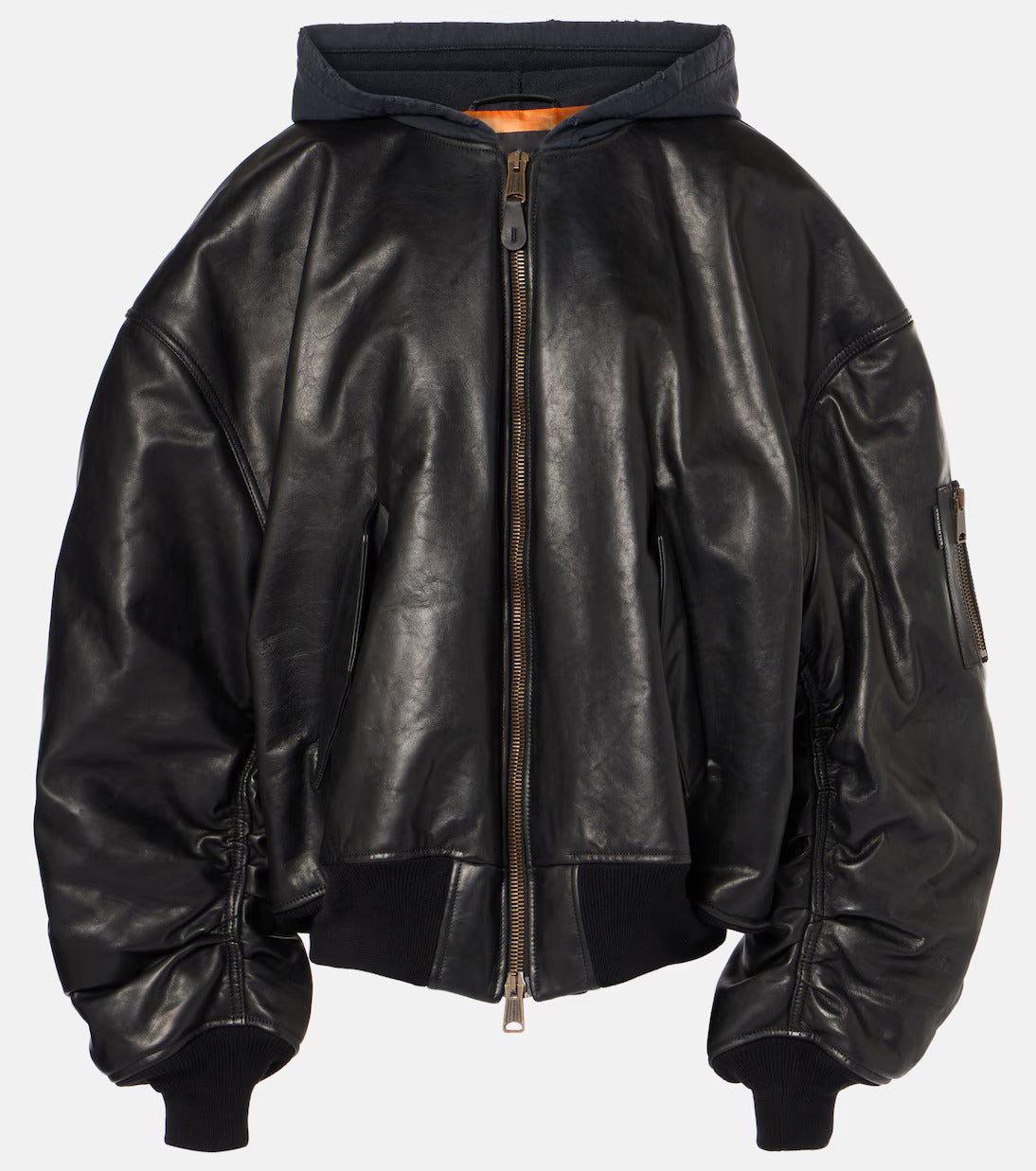Women's Oversized Aviator Bomber Leather Jacket