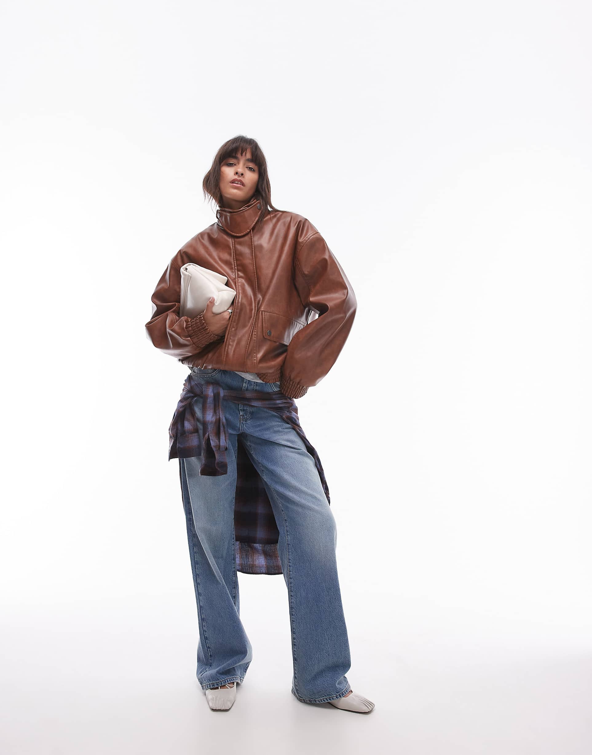 Women's Oversized Bomber Faux Leather jacket