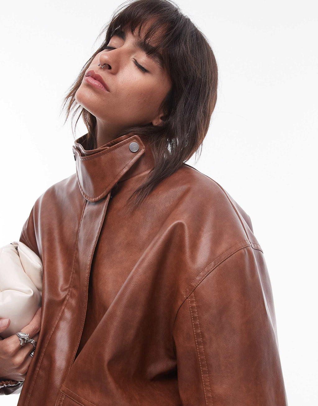 Women's Oversized Bomber Faux Leather jacket