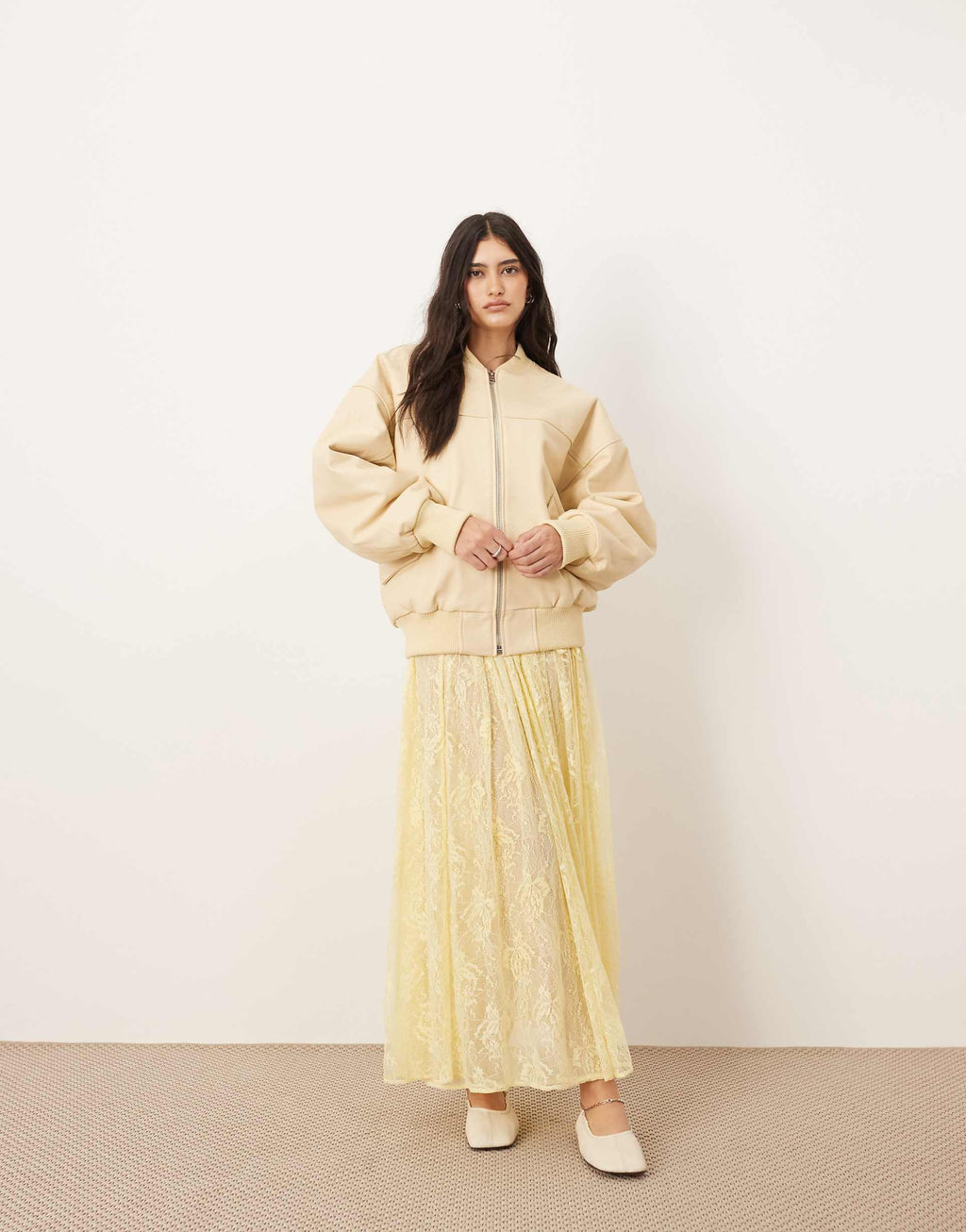 Women's Oversized Bomber Leather Jacket