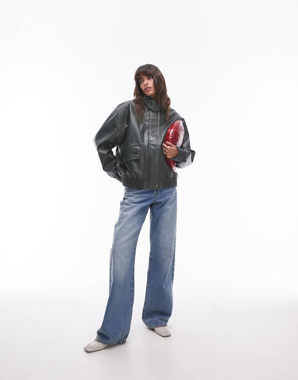 Women's Oversized Fit Bomber Leather jacket