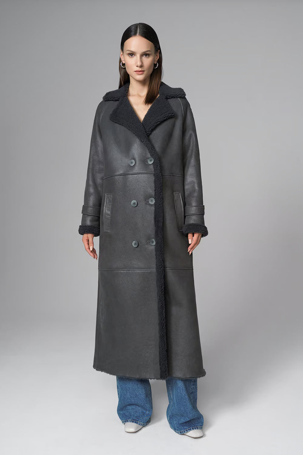 Women's Oversized Fox Fur & Shearling Leather Long Coat