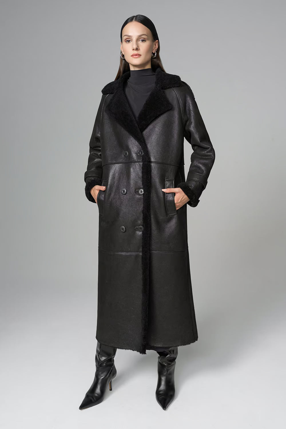 Women's Oversized Fox Fur & Shearling Leather Long Coat