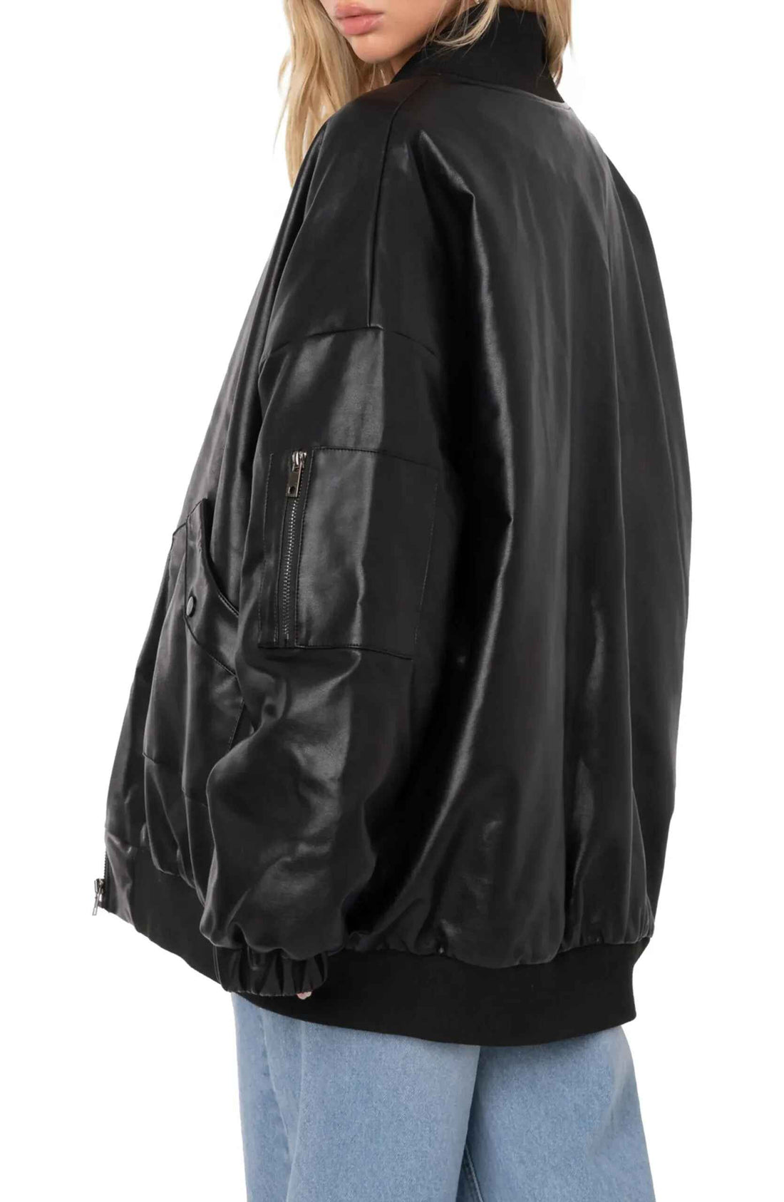 Women's Oversized Loose Fit Soft Leather Jacket