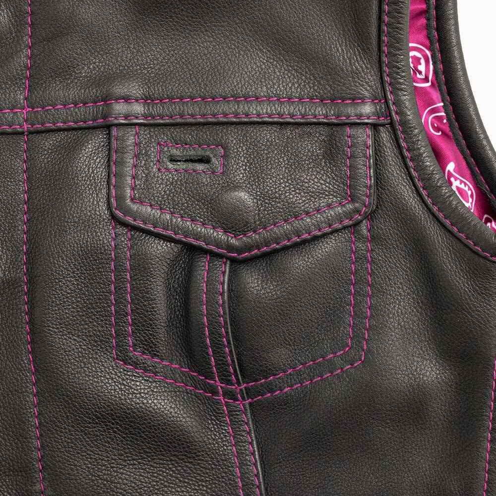 Women's Pink Jessica Leather Motorcycle Jacket