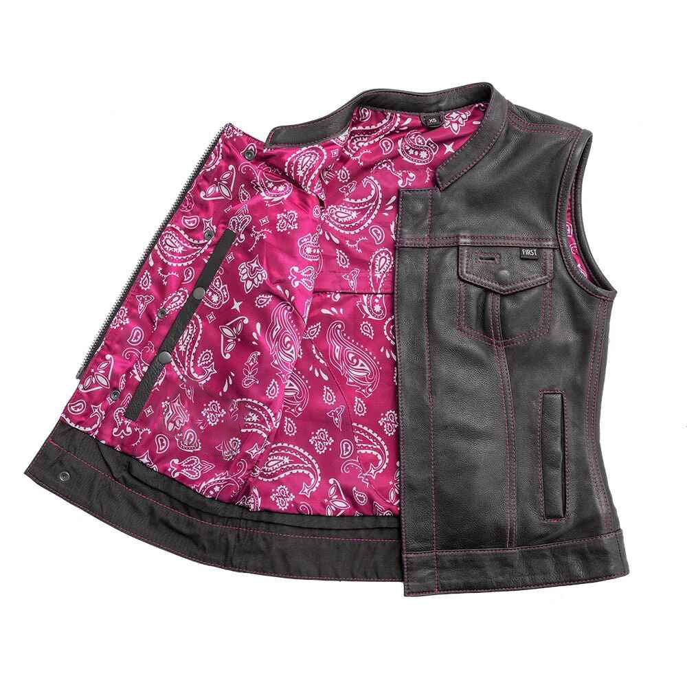 Women's Pink Jessica Leather Motorcycle Jacket