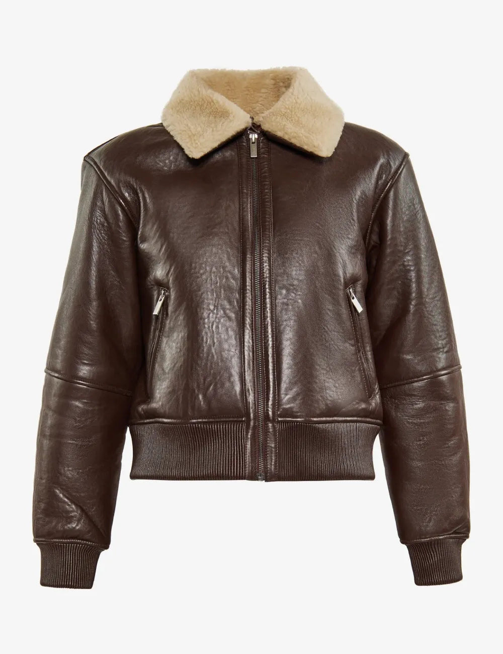 Women's Premium Bronze Aviator Bomber Leather Jacket