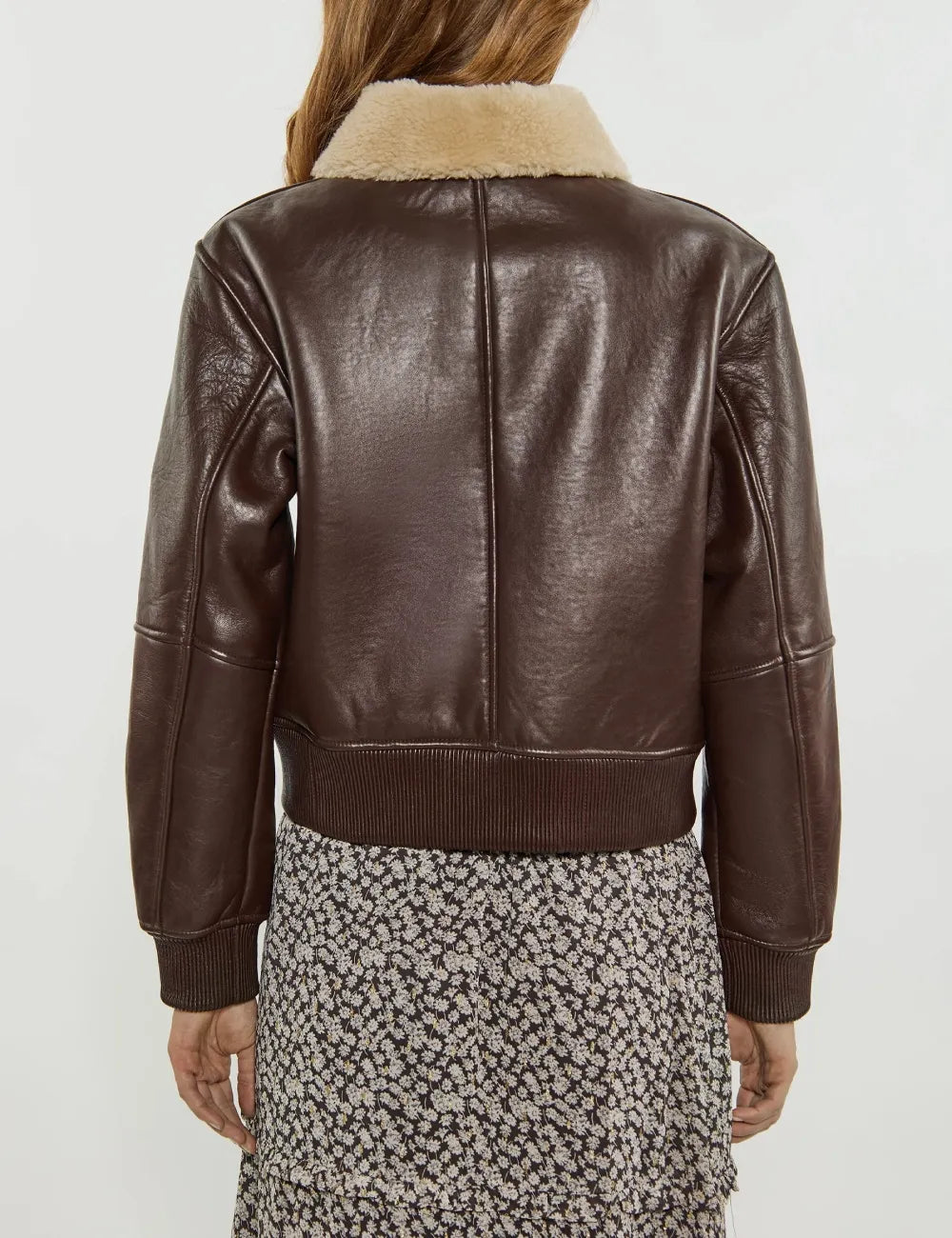 Women's Premium Bronze Aviator Bomber Leather Jacket