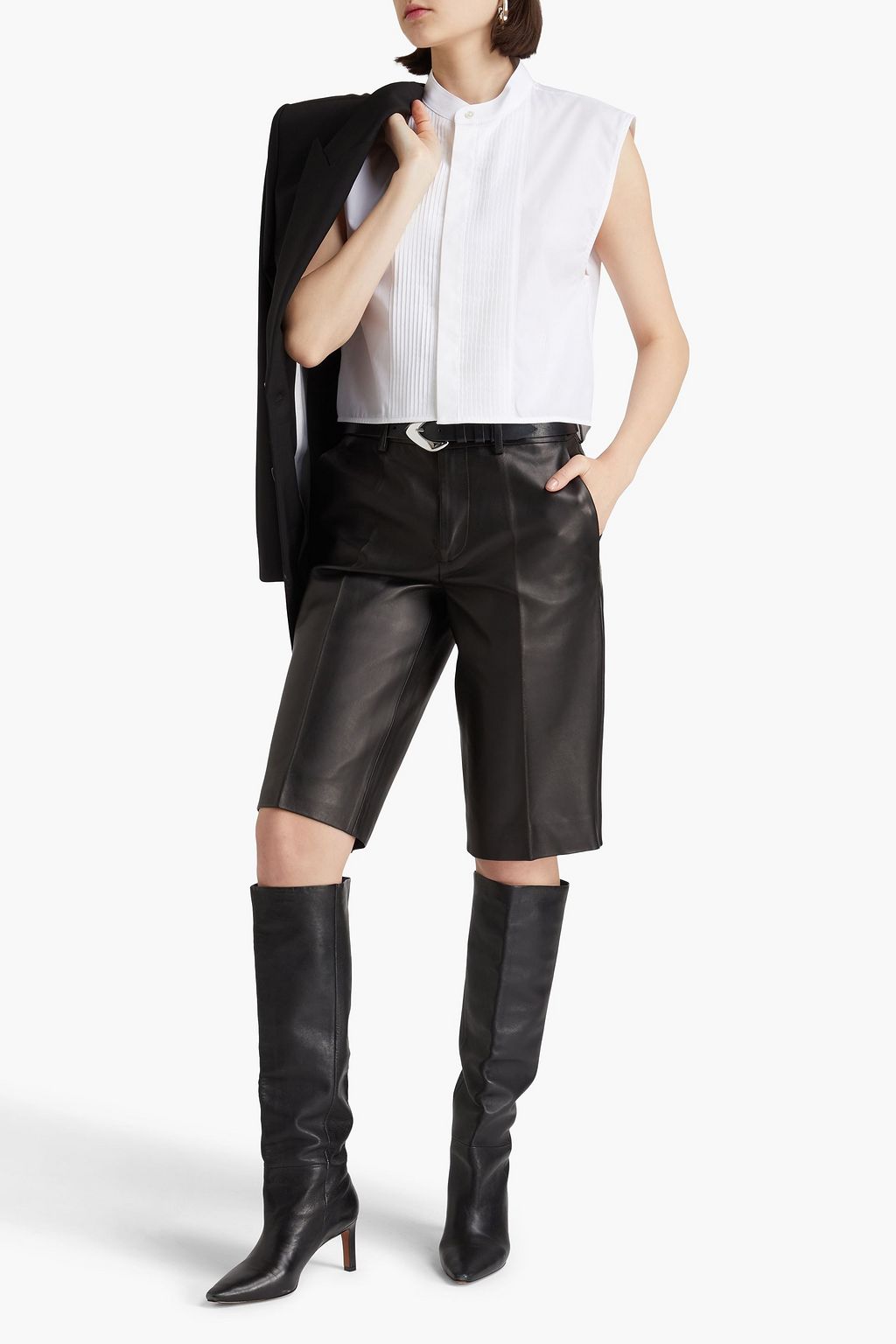 Women's Pressed Creases Leather Shorts