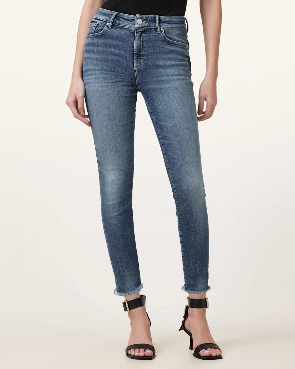 Women's Raw Hems Skinny Fit Denim Jeans