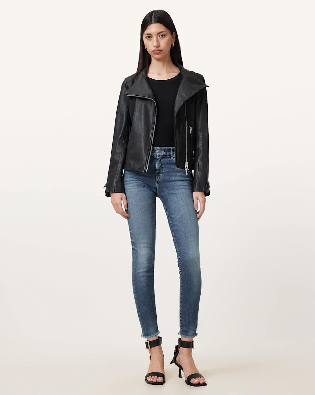 Women's Raw Hems Skinny Fit Denim Jeans