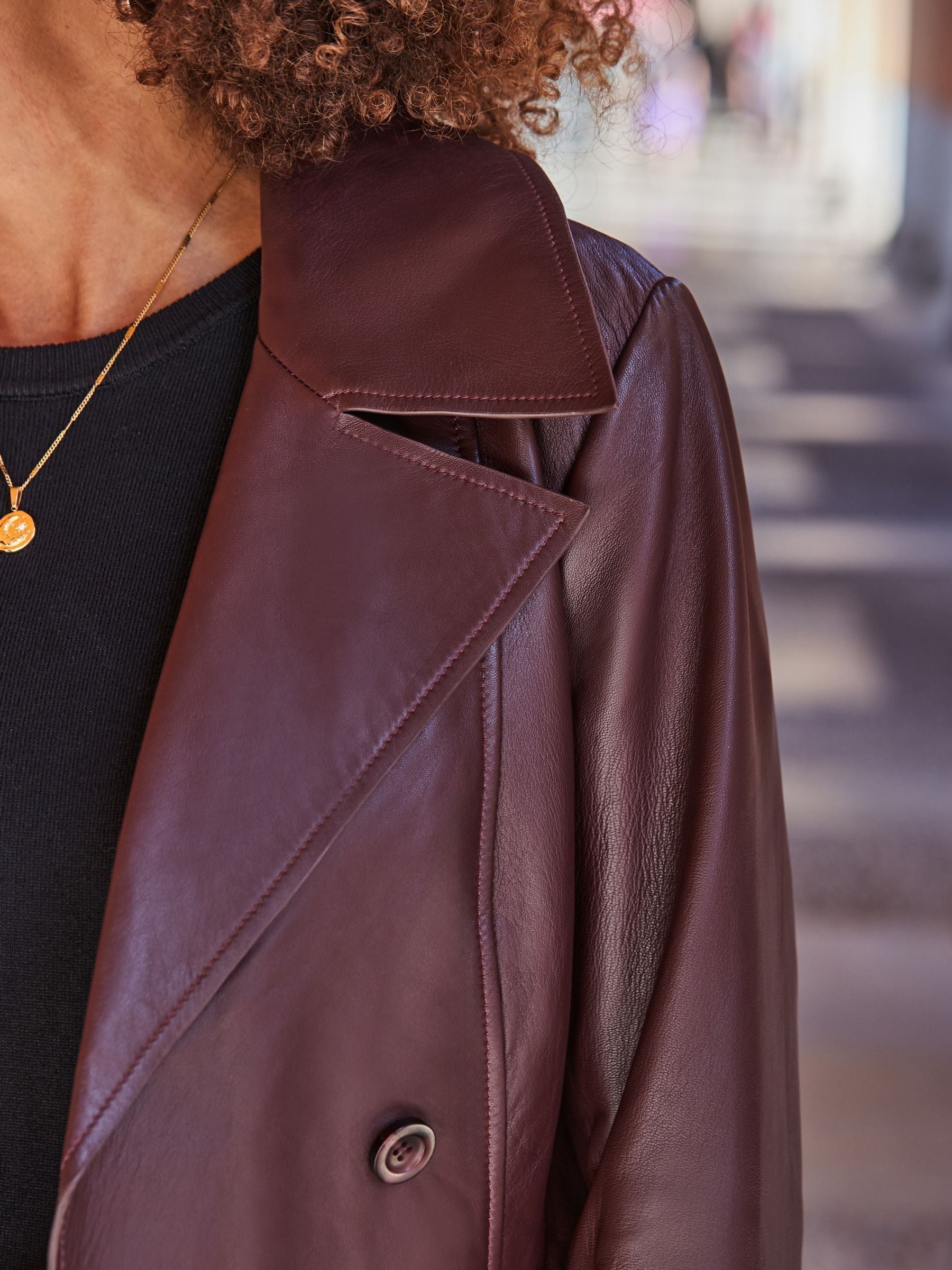 Women's Red Leather Trench Coat