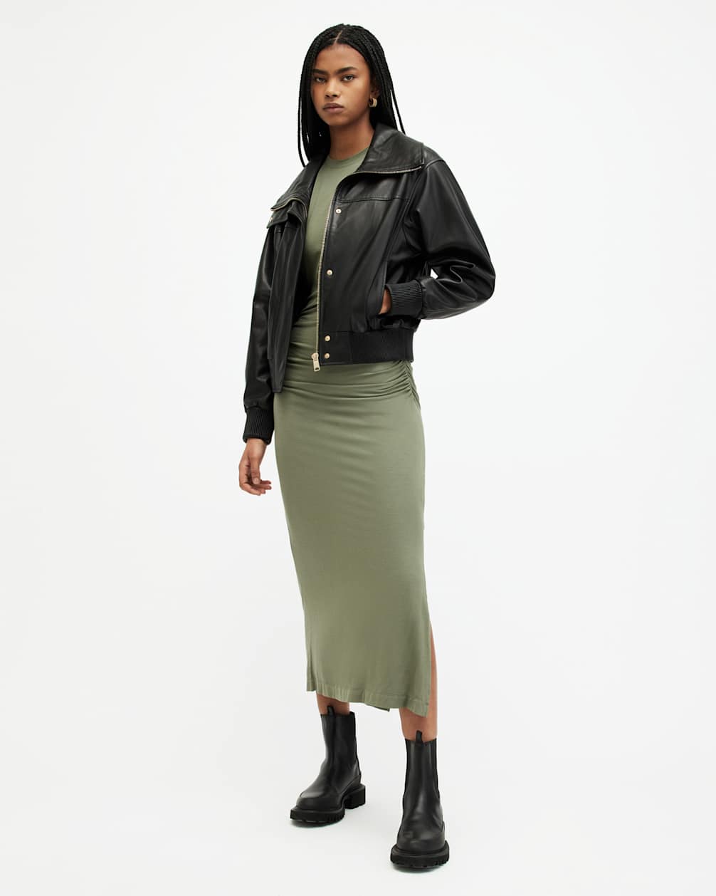 Women's Regular Fit Bomber Leather Jacket